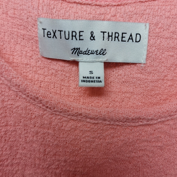 Madewell Texture & Thread J Crew Pink Ruffle Sleeve 100% Cotton Top Size Small - Picture 8 of 9